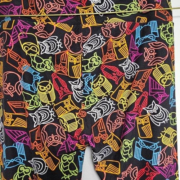 Lularoe OS Leggings OWL PRINT One Size RARE Neon - Picture 5 of 8